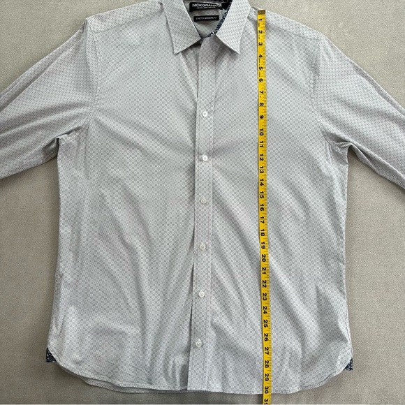Nick Graham Stretch Modern Fit Button Doen Shirt. Size  L. Light gray pr… - Picture 8 of 9
